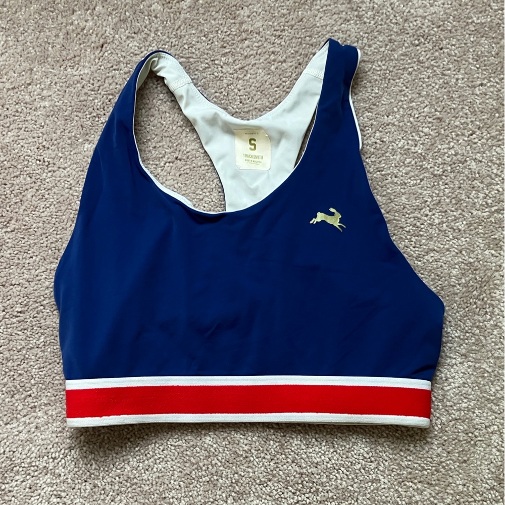 Royal blue tracksmith sports bra size small